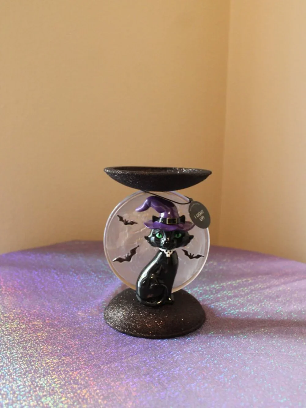 Bath & Body Works Black Cat and Moon Light Up Pedestal Candle Holder NWT